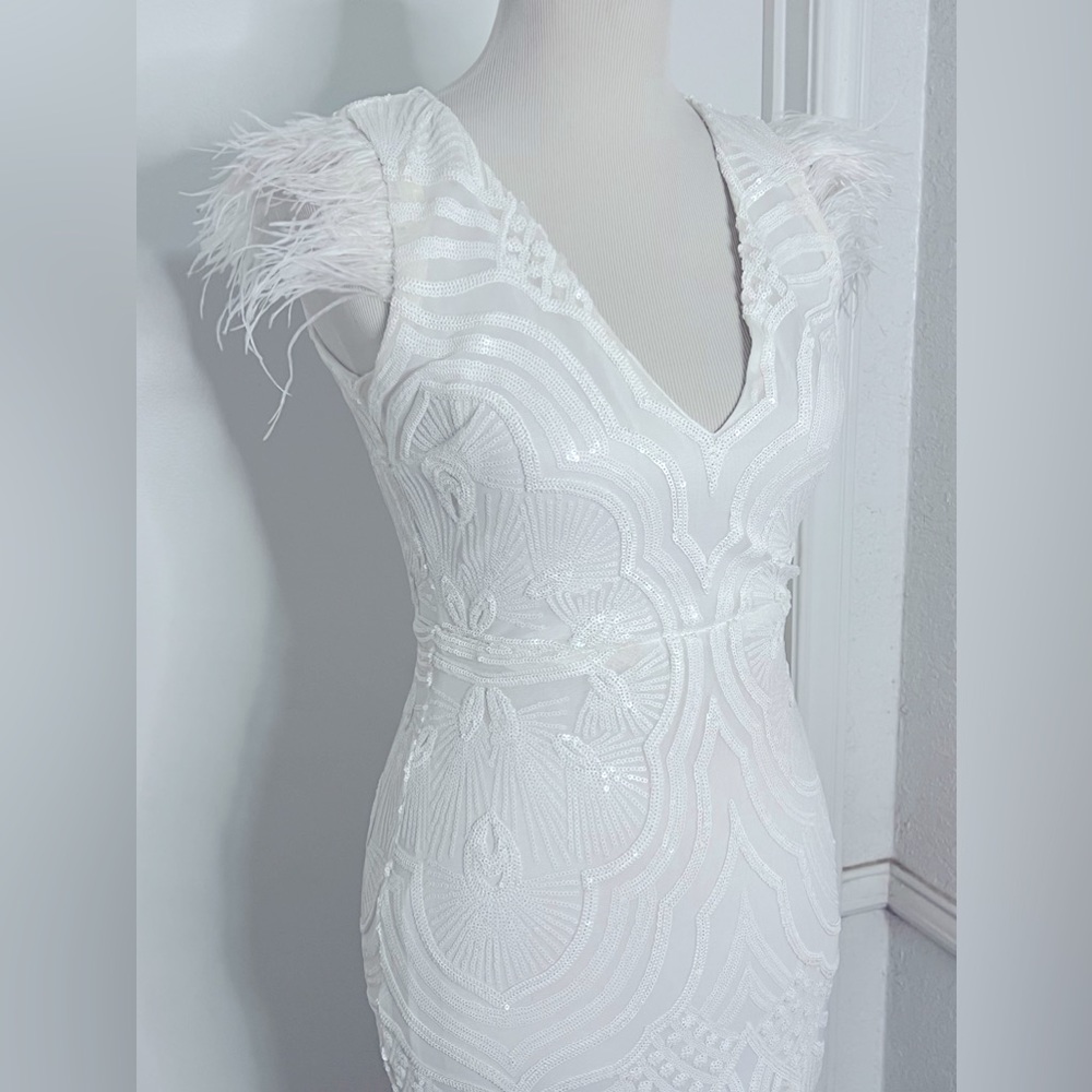 NWT Fashion Nova The most Elegant Sequin Maxi Wedding Mermaid Dress sz S